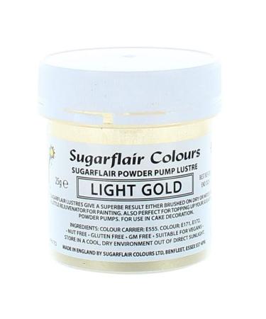 Sugarflair Colours Edible Power Pump Lustre - Light Gold - Food Colouring Powder Edible Colour Dust Brush On Spray or Add Rejuvenator to Create Eye-Catching Paint Effect - 25g