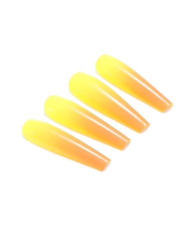Brishow Coffin Artificial Nails Long False Nails Gradient Ballerina Acrylic Press on Nails 24pcs for Women and Girls (l)