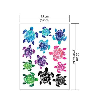 WIRESTER Temporary Tattoo Stickers - Set of 12 Sea Turtle Designs for Kids & Adults - Face, Hand, Neck, Wrist - Party Favor Body Art - 6 x 7.87 inch Tattoo Sheet (Blue, Pink, Purple, Green, Black) - Buy Online on SooperMarket.com