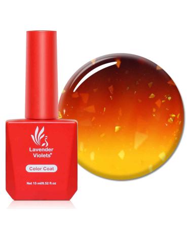 Lavender Violets 15ml Gel Nail Polish Yellow to Dark Orange 3 Colours Changing Mood Temperature Irregular Sequins Autumn/Winter UV LED Soak Off Manicure Pedicure A0701 Colour Change-Devil Sequin