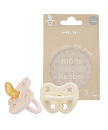 Natural Rubber Pacifier ORTHODONTIC Newborn 0+ Months Twin Pack - Powder Pink & Milk White