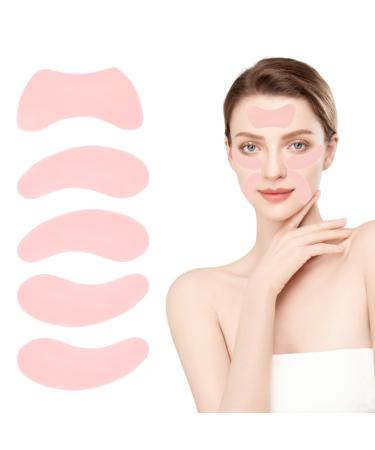 Reusable Eye Patches for Wrinkles Under Eye Patches Silicone Remove Forehead Wrinkles Smile Line Patches Kit (Pink)