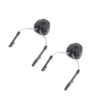 Tactical Helmet Rail Suspension Headset Support,2pcs Plastic+Steel Helmet ARC Adapter Headphones Bracket Hunting Earmuffs Left and Right Side Attachments for Peltor Comtac Black