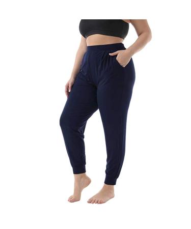 Sport Pants for Women Running Joggers Causal Workout Gym Yoga Sweatpant Comfy Elasticated Trousers Jogging Bottom with Pockets 18-djufh-navy-c L