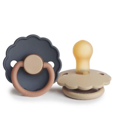 Frigg Daisy latex Schnuller |2-pack |Daisy Block Natural rubber Schnuller |Symmetrical cherry shape |BPA-free |Made in Denmark |Latex pacifier |Aurora/croissant-size 1 (0-6 months) Aurora/croissant size 1 (0-6 months)