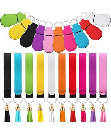 30 Pieces Lipstick Holder Keychain Lipstick Holder Keychain Lipstick Holder Keychain Wristlet Keychain Clip-on Sleeve Lipstick Pouch and Colored Tassel Pendants for Women Travelling