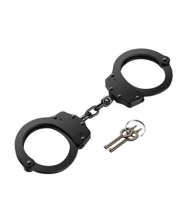 GLORYFIRE Metal Handcuffs Professional Grade Double Lock Carbon Steel in Black Perfect for Training and Daily Use