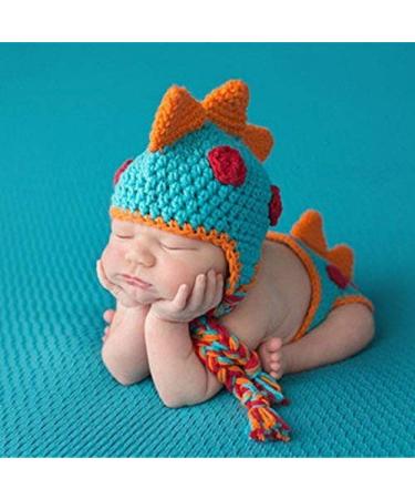 Crocheted Baby Boy Dinosaur Outfit Newborn Photography Props Handmade Knitted Photo Prop Infant Accessories (1-12 Months)