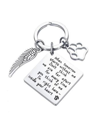 Memorial Keychain with paw charm keychain for pets with paw prints Pets Memorial keychain key chain cat paw for auto keys house keys stainless steel