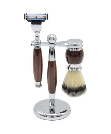 Union Razors SS4W Three Piece Shave Kit with Razor Shaving Brush & Stand
