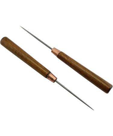 TAODAN 2pcs Leather Scratch Awl with Wooden Handle for Punch Stitching Sewing DIY Handmade Leather Craft Repair Tools