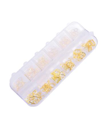 Aysekone 12 Grids Gold 3D Alloy Rivets Nail Charms Studs - Geometric Circle Heart Triangle Square Moon Nail Art Decorations - Buy Online on SooperMarket.com
