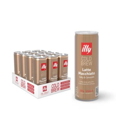 illy Cold Brew Coffee Latte Macchiato Ready to Drink Can Iced Coffee No Added Sugar 250ml x 12
