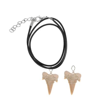Toddmomy Wire Wrapped Fossilized Shark Teeth Necklace Shark Tooth Pendant Decoration Shark Teeth Charms Tooth Ornament