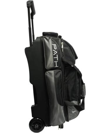 Pyramid Path Triple Premium Deluxe Roller Bowling Bag - Extra Large Shoe Compartment, 5 Pockets, Retractable Handle - Black/Silver - Buy Online on SooperMarket.com