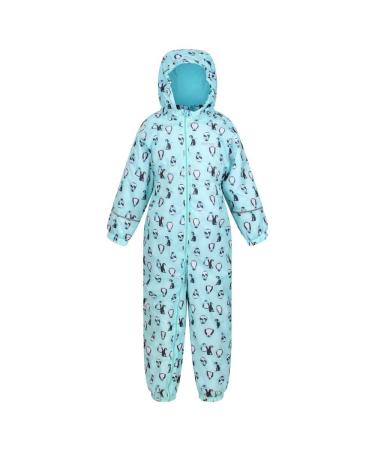 Regatta Kids Print Splat 2 Snowsuit 5 Years Cool Aqua Penguin