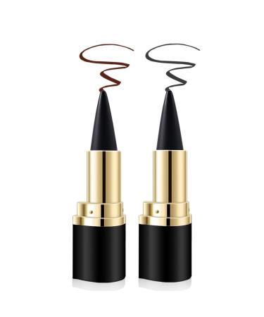 Aaiffey 2 Colors Gel Eyeliner Set Quick-Dry Cream Eyeliner Waterproof and Smudge Proof Eye-liner Pencil Long-Lasting Matte Black Eyeliner Stick for Women Girls (04 Black+03 Brown) 04Black+03Brown