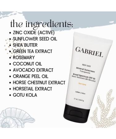 GABRIEL SPF 50 Mineral Sunscreen | Reef Safe | Zinc Oxide Formula | Broad-Spectrum | Water Resistant - 2.1 oz - Buy Online on SooperMarket.com