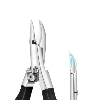 Toenail Clipper for Thick or Ingrown Nails Buckle Design Nail Clipper Trimmer Nail Cutter Nipper with Sharp Curved Blade for Fingernails and Toenails Men Women Soft Grip(Black
