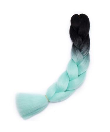 Tess Braids Extensions 60 cm - 3 Pack Jumbo Kanecalon Hair Braids for Box Braids - Ombre Black/Light Green - 100g Bundle - Buy Online on SooperMarket.com