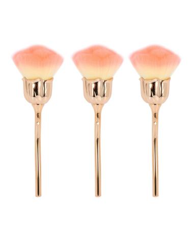BLASHRD 3X Nail Dust Brush Brush Nail Art Cleaning Brush Blush Powder Brush(Gold)