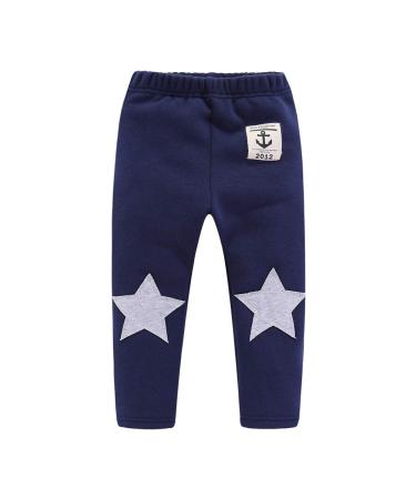 Mud Kingdom Little Boys Fleece Pants Tight Fit Warm Winter 4 Years Stars Navy Blue