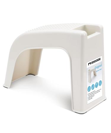 EOICCEOH Shower Stool,Shower Foot Rest, Beauty Footrest for Easy at-Home Pedicures, Treat Your Feet, No More Bending, Non-Slip Sturdy Legs & Built-in Storage(Off-White)