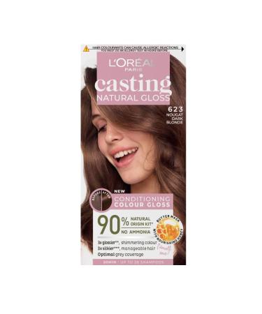 L'Oreal Paris Ammonia Free Semi-Permanent Hair Dye 623 Nougat Dark Blonde Miel Glossy Hair Colour Natural Looking Finish For up to 28 Shampoos Casting Natural Gloss 1 Application 623 BLONDE MIEL