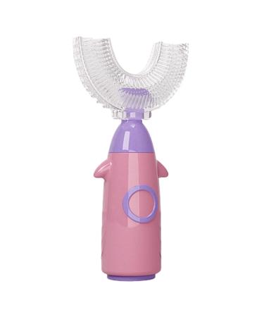 Rocket Shape Kids U-Shaped Toothbrush - Food Grade Soft Silicone Brush Head 360 Oral Teeth Cleaning Design for Toddlers and Children 1-8 Years/8-12 Years Old Pink 1-8 Years Old 1 count (Pack of 1) Pink