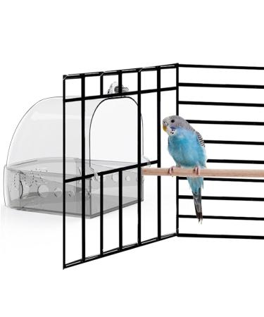 Hamiledyi Bird Cage Bath Parrot Bath Box Accessories Bird Bathing for Budgies Supplies Hanging Bathtub for Small Pet Cockatiel Canary Cockatoos Parakeet Conure Lovebird