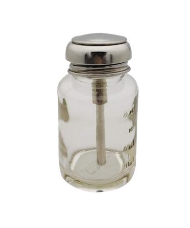 LydeLog JS&Walk 80ml Empty One Touch Clear Glass Pump Dispenser Bottles with Flip Top Cap  for Storing Alcohol  Nail Polish Remover Or Makeup Remover (3.9 x 2.4 x 2.4 inch)