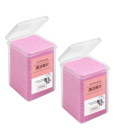 minkissy 800 Pcs glue wipes Lash Glue Cleaning Pads Glue Bottle Wiping Cloth Nail Pliosh Remover Pads Glue Residue Remover eyelashes with glue nail polish tweezers non-woven fabric 4.8x4.8cmx2pcs Pinkx2pcs
