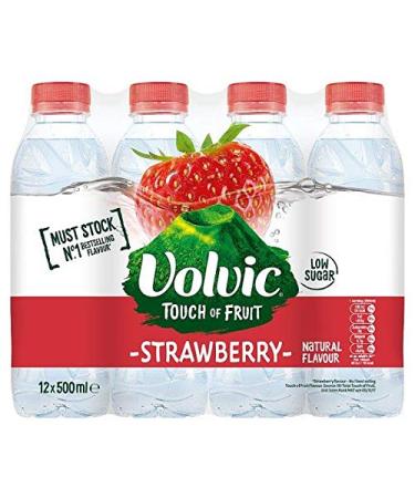 Volvic Touch of Fruit Low Sugar Strawberry Natural Flavoured Water 12 x 500ml Strawberry 500 ml (Pack of 1)