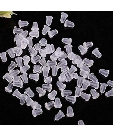 Earring Backs,Rubber Earring Backs for Studs/Droopy Ears,Earring Backs Rubber Plastic Earring Backs Flat Earring Backs Clear Earring Backs Earring Backings Earring Backs for Heavy Earring(100) 100 pcs 4mm