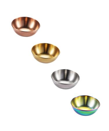 MAGICLULU 8 Pcs Stainless Steel Plate Steel Dipping Bowls Sauce Dipping Bowls Lingerie Stickers Condiment Dish Seasoning Sauce Plate Stainless Steel Flatware Plates Dry Dipping Sauce Pickles 9x9cmx2pcs Assorted Colorx2pcs