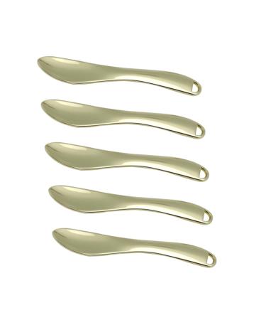 BELLIFFY 5pcs Cosmetic Beauty Spoon Face Cream Applicator Makeup Spatulas Small Eye Cream Zinc Alloy Golden 6.5X1.3X0.3CM Golden