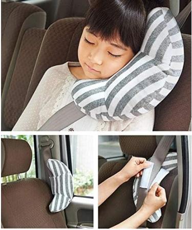 Kids Car Seat Belt Shoulder Pad 2pcs - Soft Comfort & Safety Cushion for Children - Grey Stripe - Universal Fit - Travel Pillow & Neck Support - Car Accessories for Boys & Girls - Buy Online on SooperMarket.com
