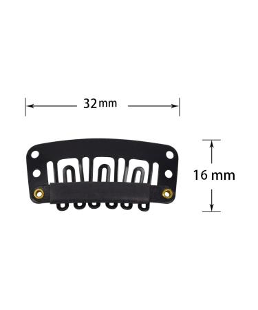 50 Pieces U-Shape Metal Snap Clips for Hair Extensions - 32mm Black 6-Teeth Combs with Rubber - Durable Wig Clips - Buy Online on SooperMarket.com