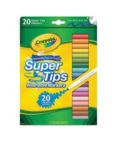 Crayola 588106 Washable Super Tips Markers, Assorted, 20/Set