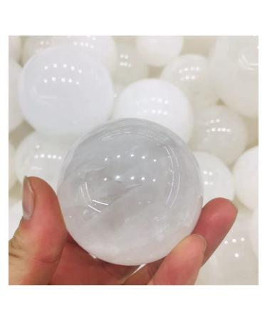 Natural Crystal Rough Natural Sphere 1pc Natural White Clear Calcite Crystal Spheres Balls for Gift for Decoration Gift Decoration feng Shui. (Color : 55-65mm)