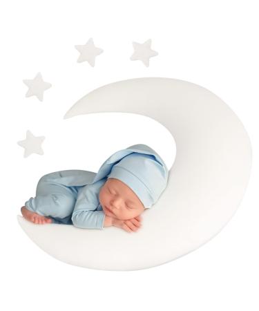 M&G House Newborn Photography Accessories Pillow Newborn Photography Outfits Girl Boy Half Moon Pillow Crescent Star Pillows Basket Photo Prop Baby Photoshoot Props Studio Set(White) 01- White