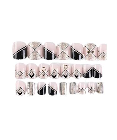 Dajidafu 1 Set No Glue Nails Medium Length Files Square Style Matte Stick Full Cover Art Decals Beauty Tool DIY Decorations Five
