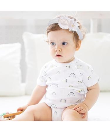 Eodkse White Elastic Flower Headband for Baby Girls | Lace Pearls & Flowers | Perfect Newborn & Toddler Hair Accessory for Photo Shoots - Buy Online on SooperMarket.com