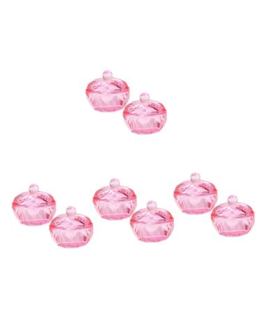 FRCOLOR 8 Pcs Pink Plates Nail Cleaner Drill Bits for Nails Nail Dappen Dish Dappen Bowl Nail Organizers and Storage for Nail Tech Monomer Dish with Lid Vegetable Bowl Glass With Cover 4.2x4.2cmx4pcs Pinkx4pcs