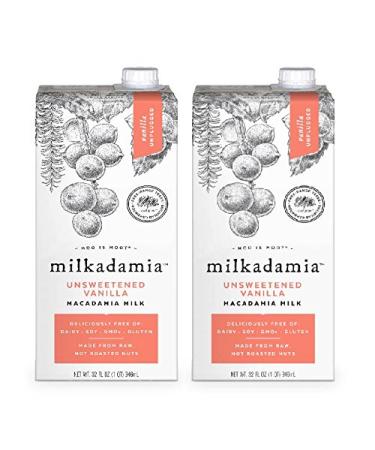 milkadamia Macadamia Milk, Unsweetened Vanilla, 32 Fl Oz (Pack of 2)