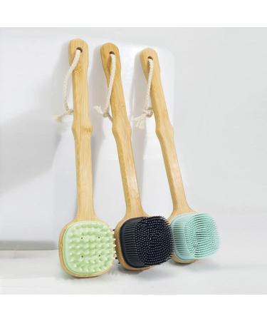 FRCOLOR Loofah Handle Back Scrubber - Silicone Brush for Exfoliation & Massage - Buy Online on SooperMarket.com