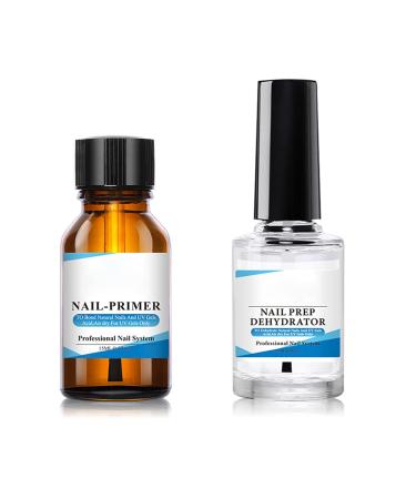 Nail Dehydrator and Primer Bond Set Natural Nail Dehydrant and Max Bond Nail Prep Natural Dehydrate Bond Primer Nail Protein Bond for Gel Nail Polish 15ml