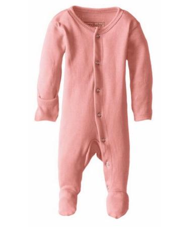 L'Ovedbaby Girls' Organic Baby Snap Footie 6-9 Months Coral