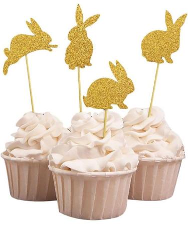 8 Pcs 4 Types Bunny Cupcake Toppers Rabbit Cake Toppers Birthday Party Easter Cake Decoration (Golden) LM - Buy Online on SooperMarket.com