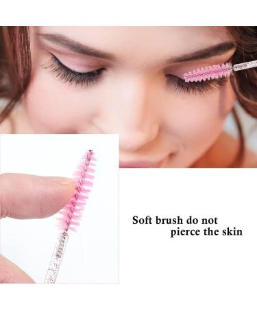 SWKJ 60 PCS Disposable Eyelash Brushes Eyebrow Spoolies Mascara Wands - Crystal Pink | Lash & Brow Applicator Brushes for Makeup Tools - Buy Online on SooperMarket.com